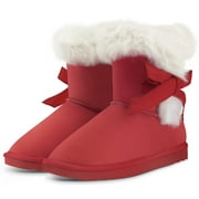 Kushyshoo Girls Kids Snow Boots for Warmth Red Non-Slip Outdoor Winter Footwear Lightweight Size 12M